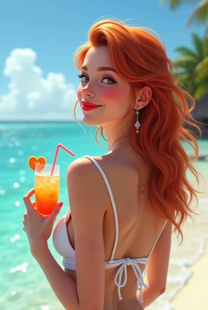 HD masterpiece, redhead mermaid eating pizza.