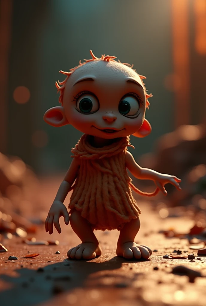 (masterpiece), (realistic), 8k, RAW photo, very wide shot, octane render, unreal engine, volumetrics dtx, (film grain, bokeh, blurry foreground) fit alien small monster , gray buzzcut, Brown-haired, hair-raising emotions landscape with tone Gothic architecture background, Imperceptible detail, stonepunk style