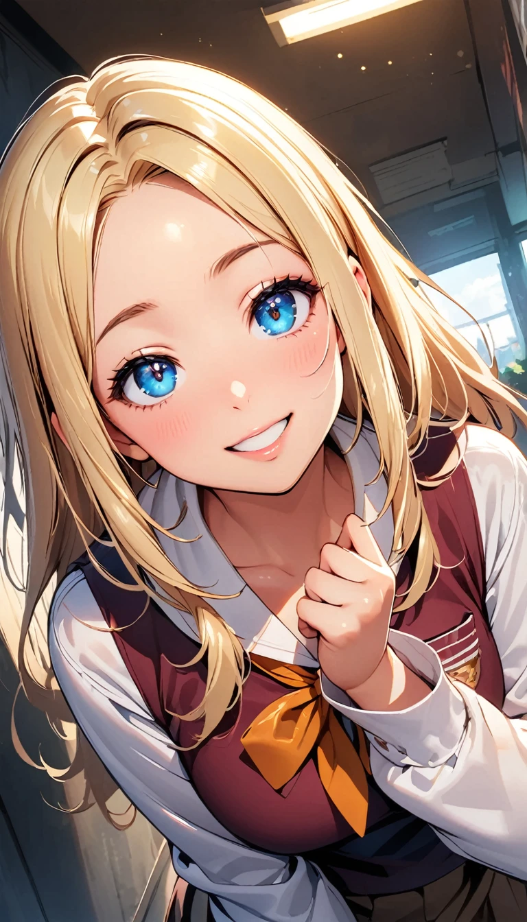 (Highest quality:1.2, 4K, 8K, Very detailed, Latest, Vibrant, High detail, masterpiece:1.2, Highest quality, Best aesthetics), (((1 Girl))), JK, Sailor suit, Pleated skirt, Open your mouth slightly:1.2, smile, Dynamic Angle, Friendly atmosphere, Beautiful Hair, Shiny Hair, Beautiful Skin, Detailed face and eyes, Glossy Lips, Curvy Women, A park full of greenery, Colorful flowers, Street lamp light, Light and shadow with attention to detail, Background Blur.