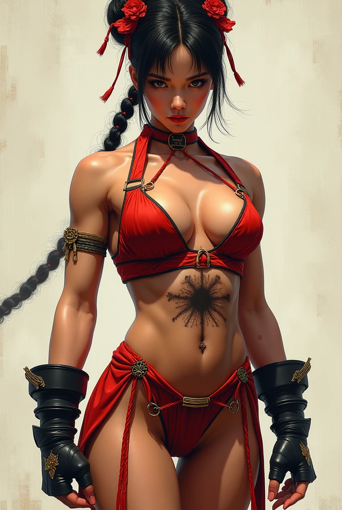 {{full color}}, {{medium shot}, tight framing}, (side by side), {(three) (young american indian girls), anime style, petite, cute}, {wearing (earth-colored bikini lingerie), (long gloves), (cotton scarf), (feather headdress)}, evil smile, (hair tied), (looking visualizer), {slender figure, mayoral anatomy}, {arms behind back, hidden hands}, {(face painting), (body painting), lot of (tribal tattoos)},  (skin pores, skin texture, subsurface scattering), (absurd), (masterpiece, best quality, ultra thin), (hyper detailed, beautiful face detailed, insanely detailed skin, insanely detailed resolution, ultra texture, perfect detailed face, sharp focus, blurred, clarity, sharp, octane render, unreal engine, low iso, sharp edges), (cinematic color classification, photorealistic, ultrarealistic, sunny landscape in daylight, natural lighting,  HDR), (DOF, bokeh, atmospheric)