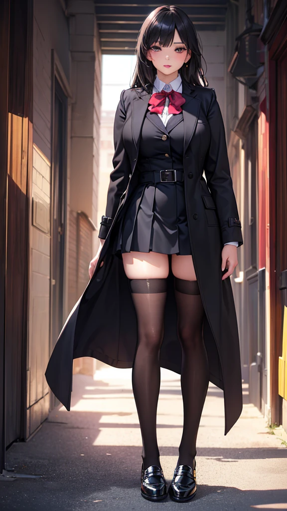 merula, full body, thighs, high boots high heels, solo, nude tits, pantyhose, tight leather mini skirt, white blouse