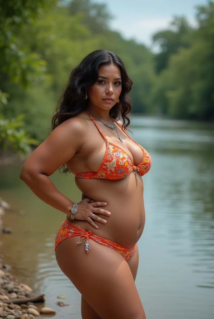 MILF, BBW, photo vintage, very Busty, visage parfait, erotic, NOIRE , tache de rousseur, 1967 , Aroused, FRONT VIEW, leopard bikini, smilling , underboobs, VERY BIG TITS, JUNGLE BACKGROUND