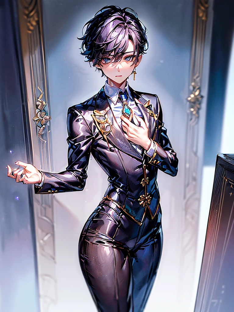 (1boy:1.7), androgynous young beautiful pretty cute elegant office_worker boy in tight (ornamented jeweled office suit:1.7) is standing outdoors, (bulge:1.5), (wide_shoulders, wide_chest, narrow_waist, thick_thighs, wide_hips:1.5), arched_back, ((PERFECT_FACE)), ((finely_detailed_beautiful_eyes_and_detailed_face)), (extremely_detailed_CG_unity_8k_wallpaper, masterpiece, best_quality, ultra-detailed), (best_illumination, best_shadow, an_extremely_delicate_and_beautiful), dynamic_angle, floating, finely_detail, Depth_of_field_(bloom), (shine), classic, (illustration), (painting), (sketch)