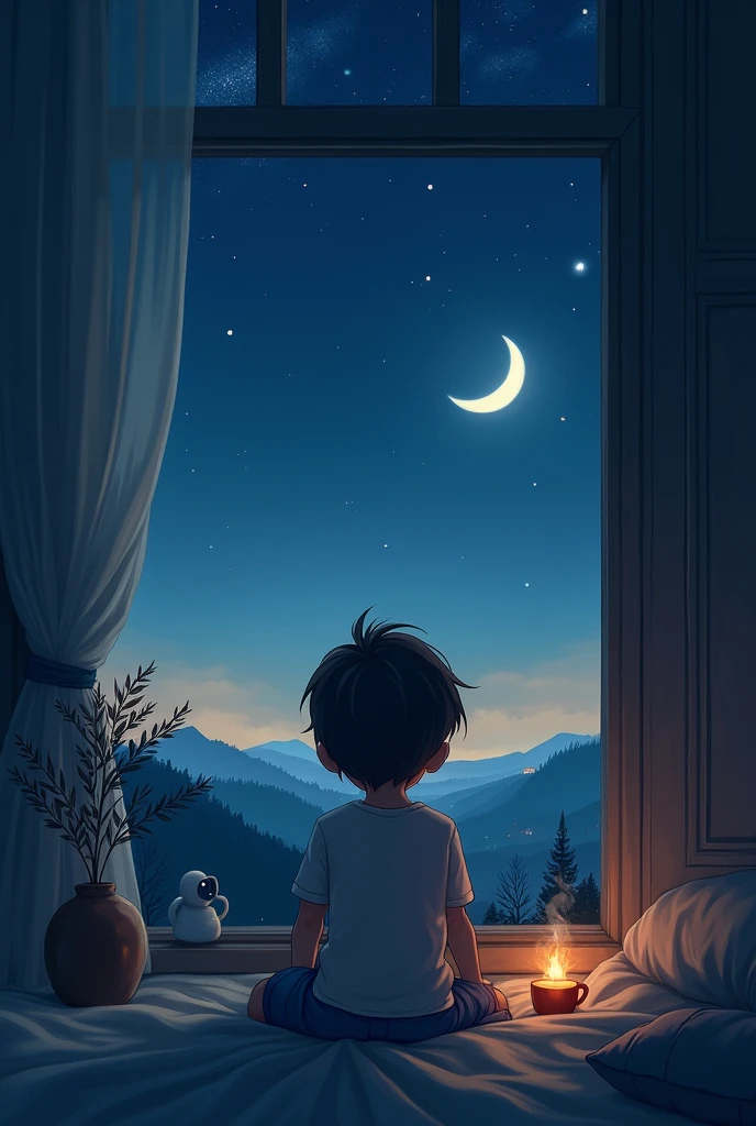 In a small town nestled between rolling hills and a dense forest, there lived a young girl named Lily. She was an adventurous spirit, always curious about the world around her. One night, as she was getting ready for bed, she heard a soft knock on her window. Startled, she peeked through the curtains but saw nothing but the dark, starry sky.