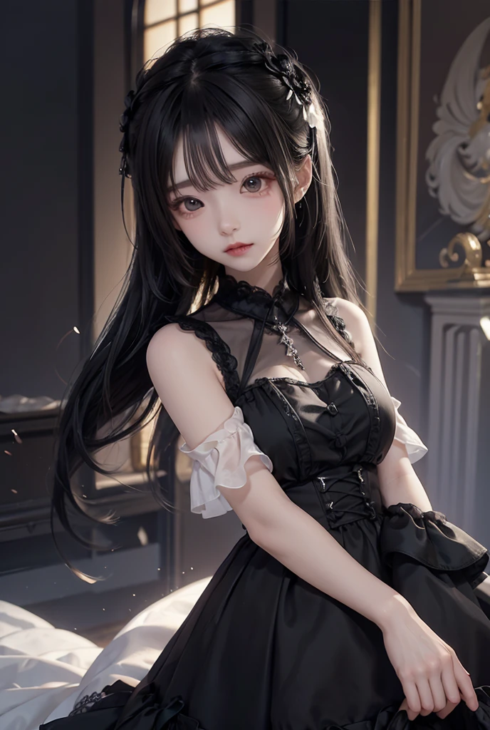 1girl, Masterpiece, Super Detailed, High Quality, black soft hair, black eyes, cutie dress