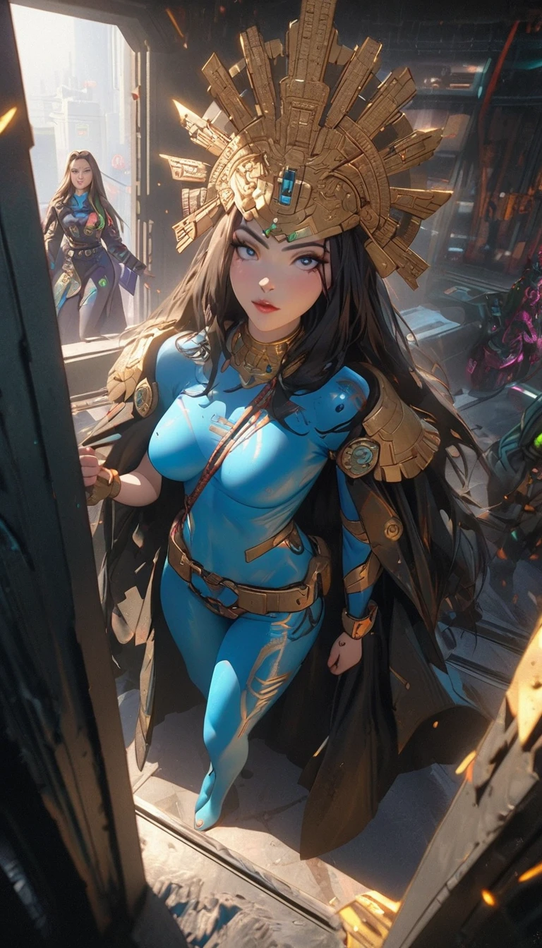 Arafed Woman in a purple dress and gold armor posing lost on a New York street, A perfect face with incredibly beautiful delicate features, a beautiful fantasy empress, Hermosa y elegante reina , Fantasy art style, ((A beautiful young fantasy woman)), Modelo IG | Artgerm, Cushart Krenz Key Art Femenino, fantasy art behance, Fantasy style art, artgerm extremadamente detallado, cinco dedos en cada mano, obra maestra, hiperrealista, Beautiful