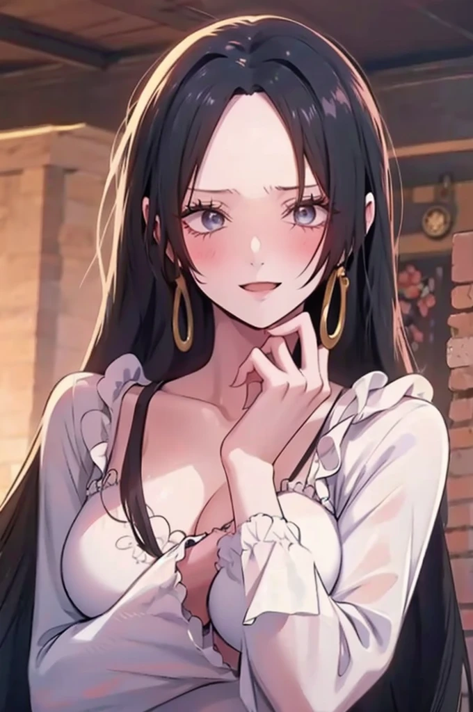 best quality, masterpiece, highly detailed,1girl, Boa Hancock, , (masterpiece:1.5), Detailed Photo, Smiling, Sexy, (8K, Best Quality: 1.4), (1girl), Beautiful Face, (anime realistic Face), (Black Hair, long Hair: 1.3), Beautiful Hairstyle, Realistic eyes, beautiful detail eyes, (white skin), beautiful skin, absurd, attractive, ultra high resolution, ultra realistic, high definition, golden ratio, (sexually aroused:1.5), Pinkish white skin, cool white light, sexy pose, Beautiful , white background, pink soft white light, Wear a black bodycon dress