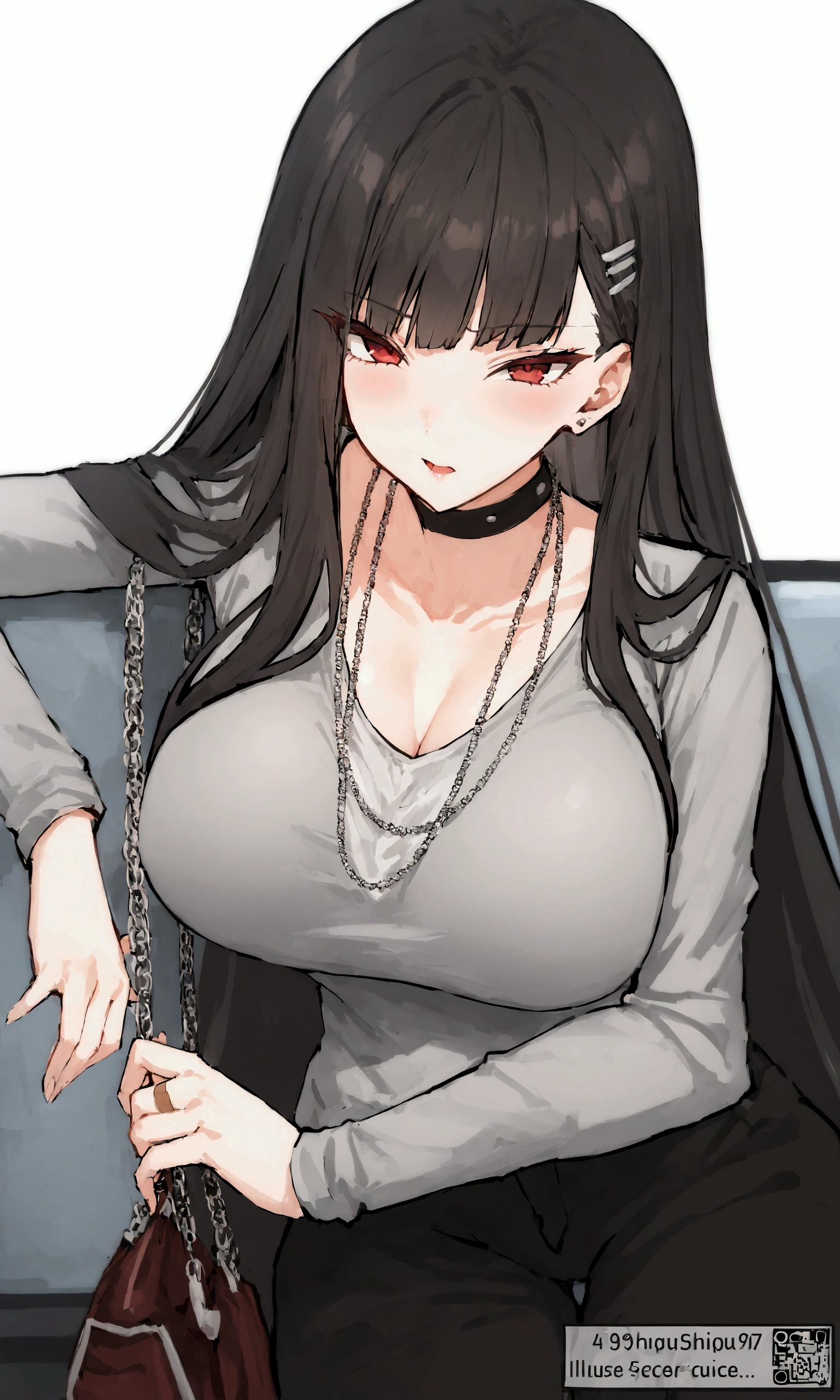 score_9、score_8_superior、score_7_superior、score_6_superior、sauce_anime、evaluation_Explicit、1girl、(solo:1.2)、only_girl、Huge_chest、Long Hair、Black Hair、put a bandaid on one&#39;s face、Brown eyes、Red eyes、Red Truck Jacket、Black Track Pants、blush、Expressionless、Open your mouth、Outdoor、(Brown Skin:0.9)、Put your hands in your pockets、Cowboy Shot、最high quality、high quality、masterpiece、Hyper Detail、Detailed face、clavicle、bangs