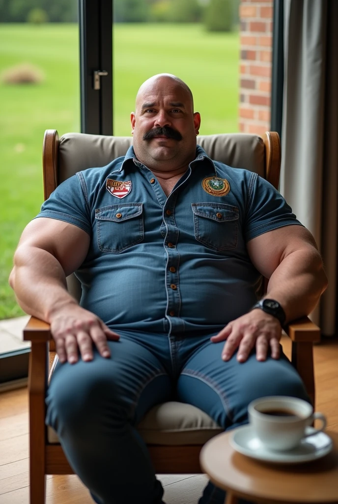 Chinese man, wearing navy cap, big brother, inch head, bald head, muscular masterpiece, air brother, fat and strong, uniform temptation, shorts, smile, uncle, thick legs, fat buttocks, leg hair, socks, inch head, on the plane seat, robust, man, --auto --s2