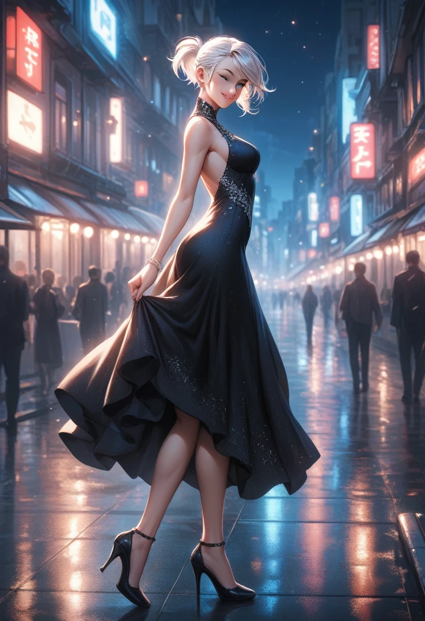 hot brunette walking in front of welcome to vegas sign