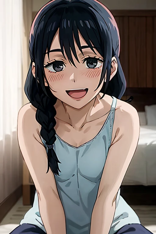 ((Best Quality)), ((masterpiece)), (be familiar with), Perfect Face, indoor, bedroom, Watching the audience,
One woman, Tennariko,
Open Mouth, Ecstatic expression, blush, smile,
Small breasts, Flat Chest, , , child, Girl,
Long Hair, Braids,
Leg spread,