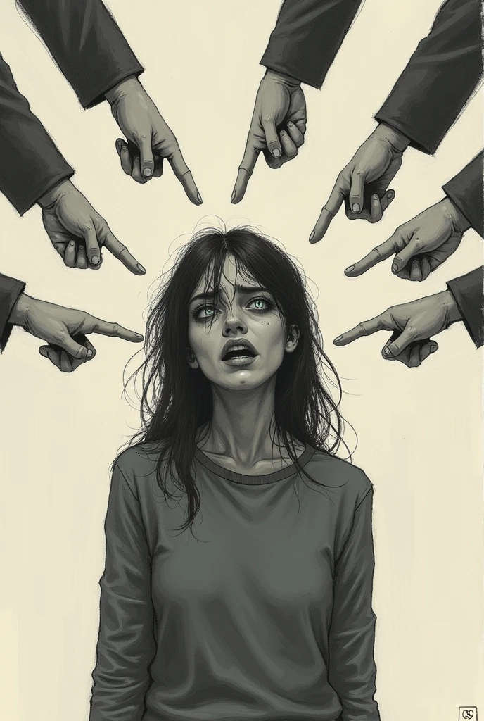 Hand showing middle finger gesture, sketching, drawing with white chalk on black board background. Detailed textures and lines, realistic style.