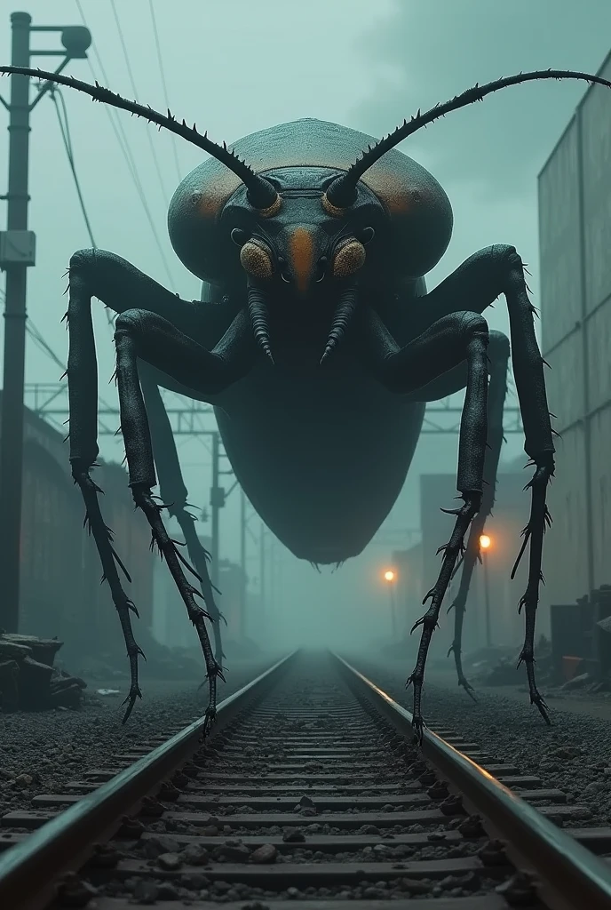 giant dark red flea-like creatures eating terrified humans in a barren futuristic night city, ????, blood, nightmare
