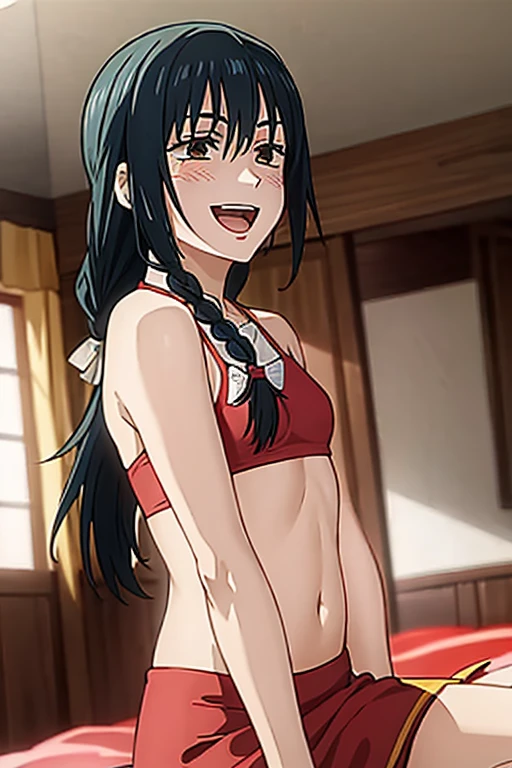 Hayase Nagatoro, tanlines, seductive pose, nude, naked, no cloths, beach, wet, black hair, 1girl, solo, masterpiece, professional artwork, famous artwork, perfect face,perfect eyes, Nagatoro Hayase, hair ornament, brown eyes,(glowing eyes:1.1), hair clip ,dark skin, black hair, black hair, beautiful face, evil smile, evil eyes, ((perfect female body, narrow waist)),mature content, nsfw, lewd, nipples visible