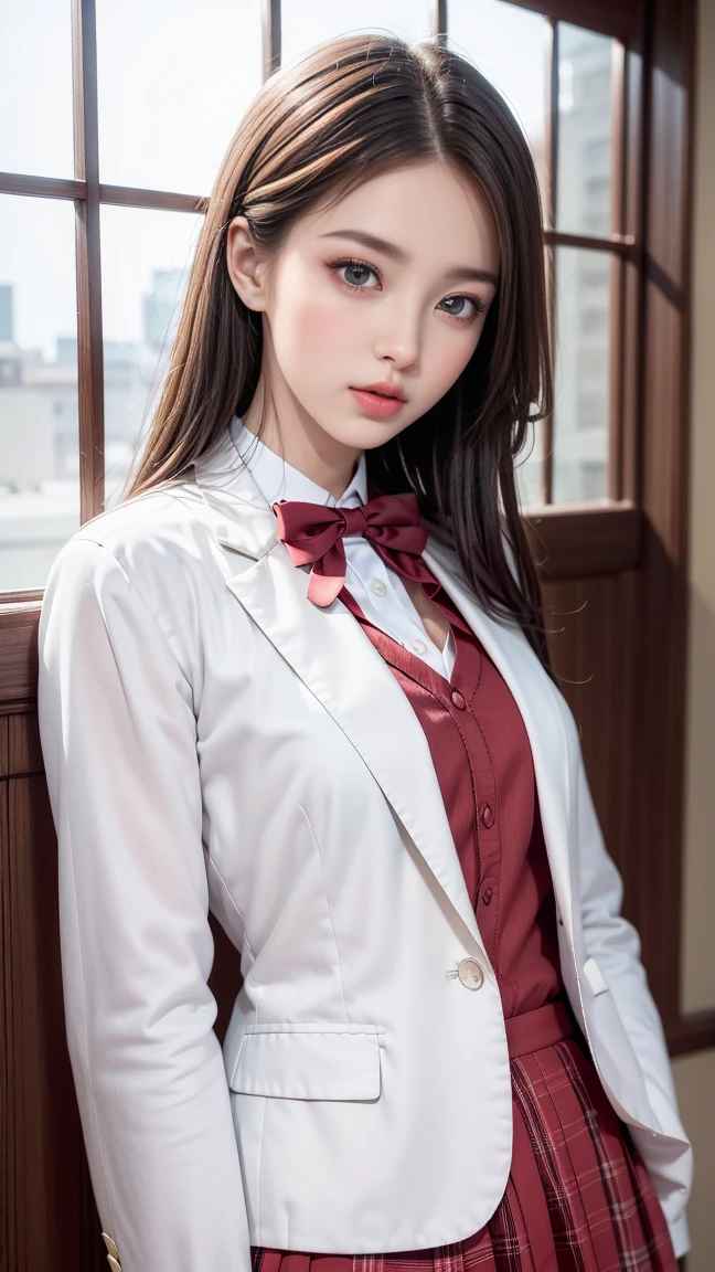 ((8k, RAW photos, top quality, masterpieces), high-definition RAW color photos professional close-up photos, (realistic, photorealism: 1.37), (highest quality), (best shadows), (best illustrations), collarbones ((big)), ((erotic, sexy, ultra high resolution, high-definition CG unified 8K wallpapers, physically based rendering, movie lighting), (aegyo sal:1), 18 year old girl, (grey blazer, ribbon, socks, high school uniform: 1.2), high school classroom, beautiful detail eyes, light on the face, ((full body shot: 1.2)), especially strong light, (upper eyes, grinning smile:1.2),shiny skin, (((black hair, bob hair:1.2))), ( thick thighs), ulzzang-6500-v1.1:0.2, shy, (flash:1.2), NSFW , (puffy), ((seductive posture: 1.2, attractive: 1.2)), (idle), (sitting at a desk in classroom: 1.2)), ((good anatomy: 1.2)), ((bright and refreshing classroom, background blurred: 1.2)), perfect face, cute face, (high angle shot:1.2)