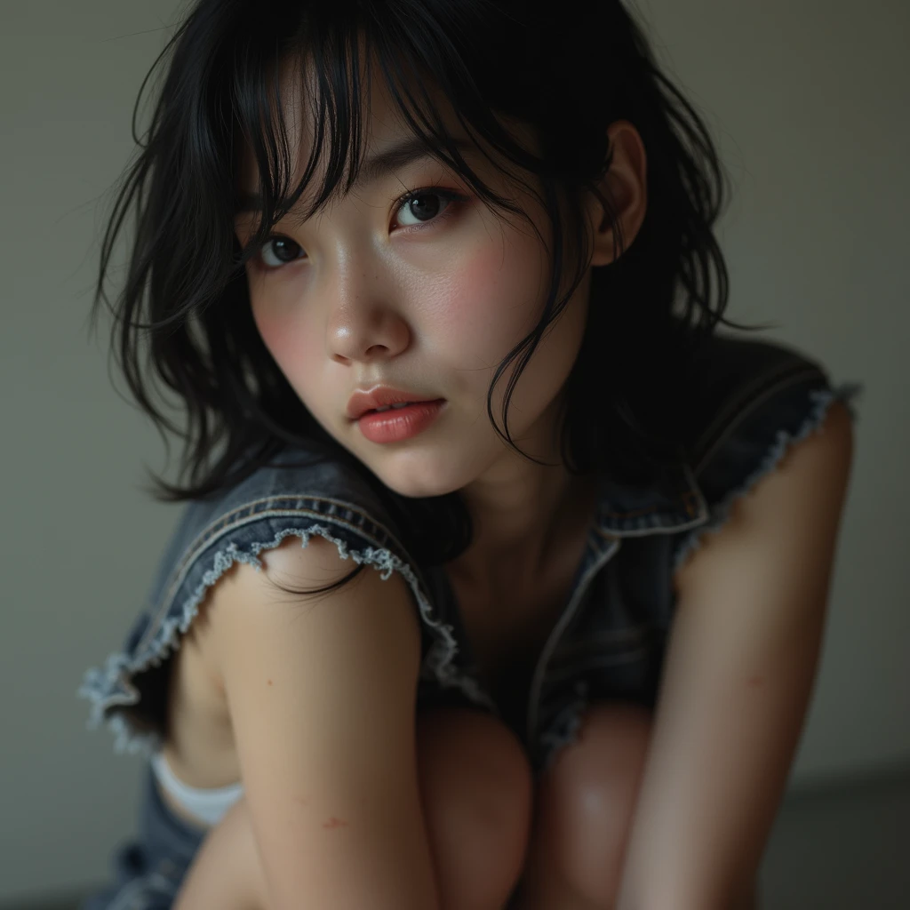 8K, Top Quality, Intricate Details, Ultra Detail, Ultra High Resolution, Masterpiece, random angle, Slender, Smile, (Makeup: 0.4), (Fluffy Blue Eyes: 1.21), blue Eyes, looking at viewer, ((full body)), 1girl, solo, 1 girl, (( full body)), close up shot,, (((plum body))), (((slim face))), sharp face, sharp eyes, (((blue hair, short hair, bangs )) , (detailed face), sharp face, small lips,
(( )), ((, battlesuit )), detailed face, detailed breast, show breast and nipples, large breast, detail ass, plum body, Beautiful girl with accentuated slender abs: 1.4, Six Pack Abs: 1.4, Bust Botox, Big, Perfect Body, full body pose, detail leg, show pussy, (( moonlight)), onsen