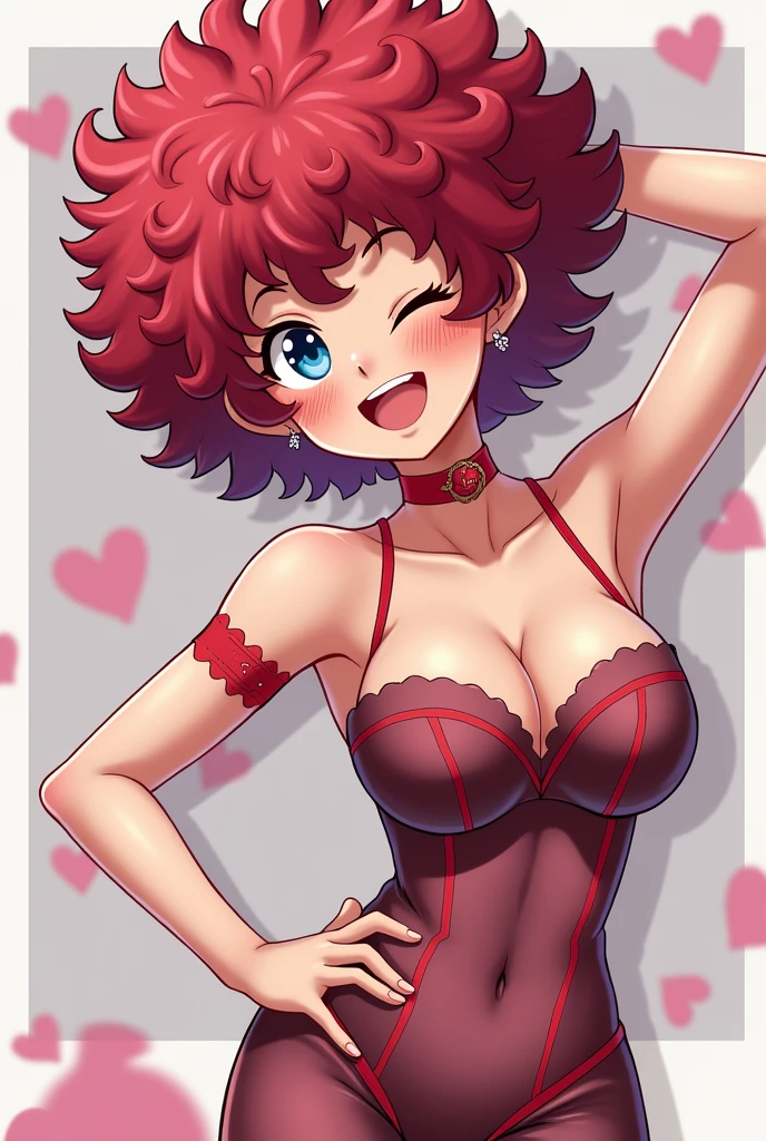 Mina Ashido from Boku no hero academia back view in @thiccwithaq artstyle super detailed ecchi 
