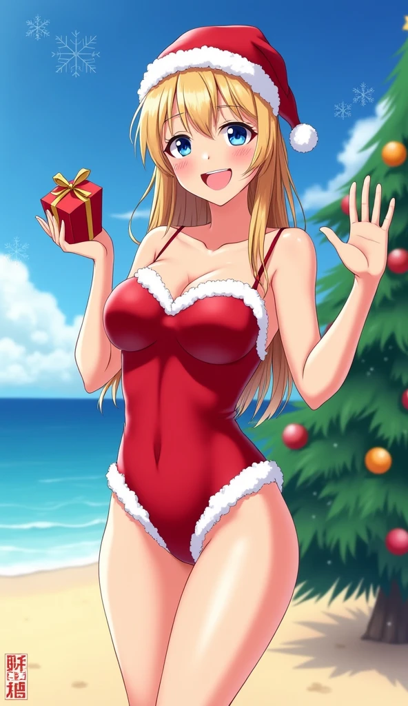 lighting like a movie、top-quality、1 girl、bedroom、santa costume bikini、embarrassed from、