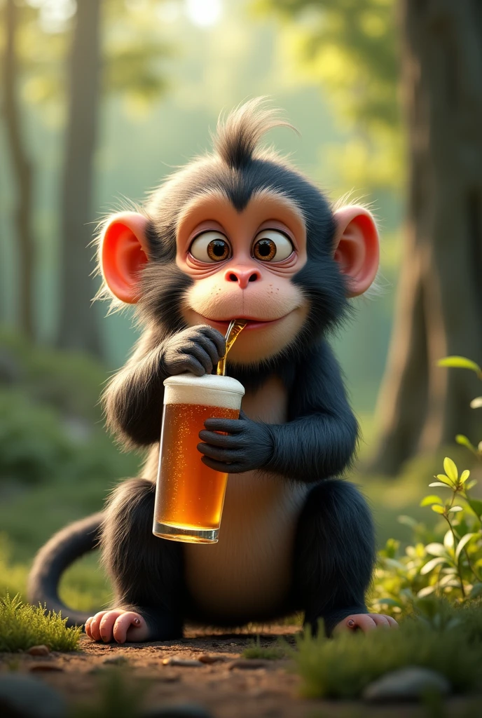 monkey drinking beer