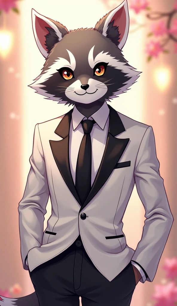 Anime art style, enchanting masterpiece featuring debonair raccoon ...