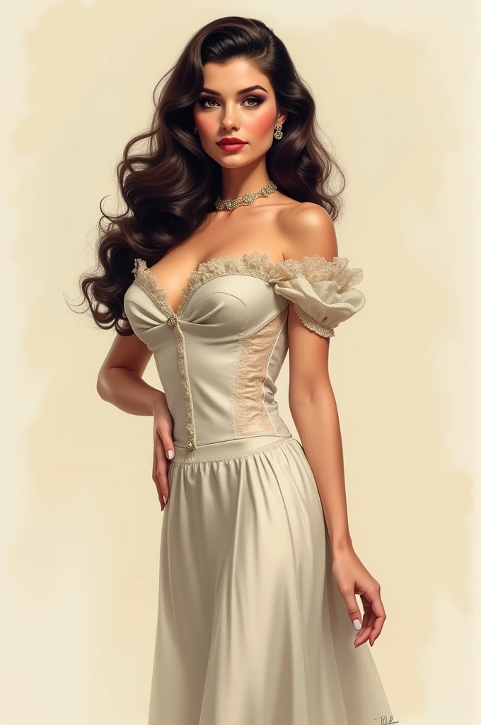 sexy woman dress tall pigtail hair  