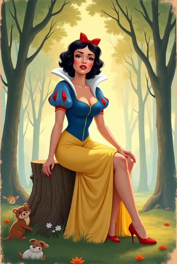 nsfw, young snow white, nude, big breasts, 1990s playboy magazine, centerfold, playboy playmate