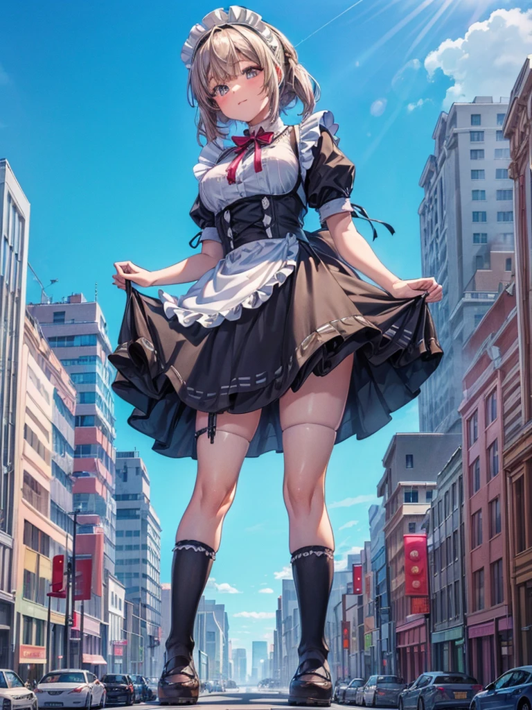 ((Girl in a giant maid outfit))　(((A giant girl is walking between buildings))) 

Composition seen from below Blue sky, thunderclouds, sunlight, masterpiece Anime-style delicate painting 4K 90s Huge Multiple crowds Crowd in a big city Many people  Black hair
Big city　highway, elevated street, skyscraper area, giant, giant girl, big city, valley of buildings, socks,
GTS, giant female giant, giant girl in the valley of buildings, skyscraper city, big city,GTS, Giantess Female Giant, huge girl in the valley between buildings, skyscraper area, big city, 