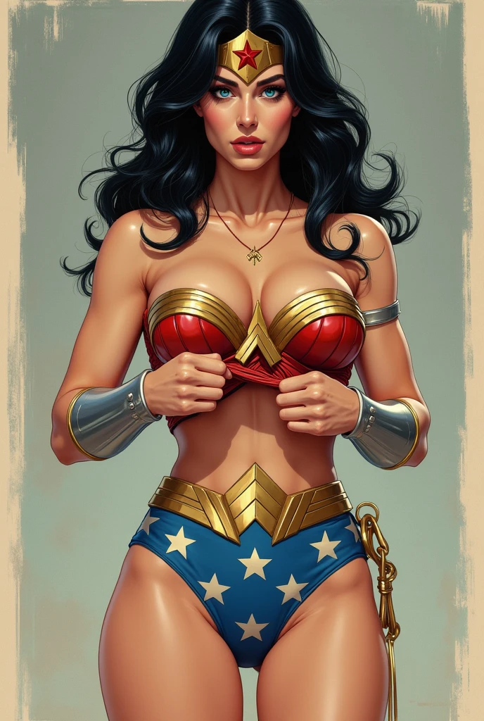 game character, East Asian original art character design, 1 girl, alone,[:(gradient background:1.5):40],full body lesbian, big breasts, Supergirl costume dress