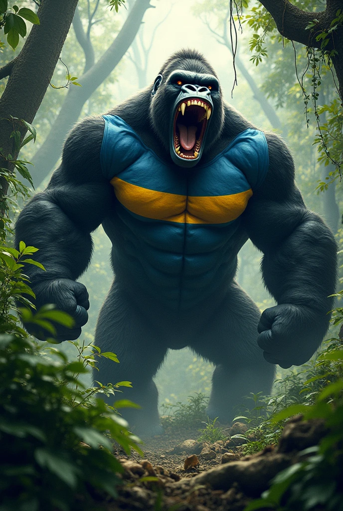gorilla fighting in the jungle