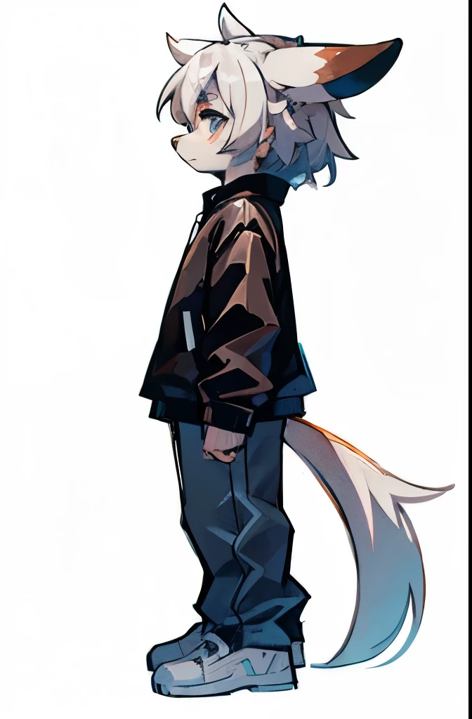 Small furry cartoony side view sketch anthropomorphic chibi fullbody