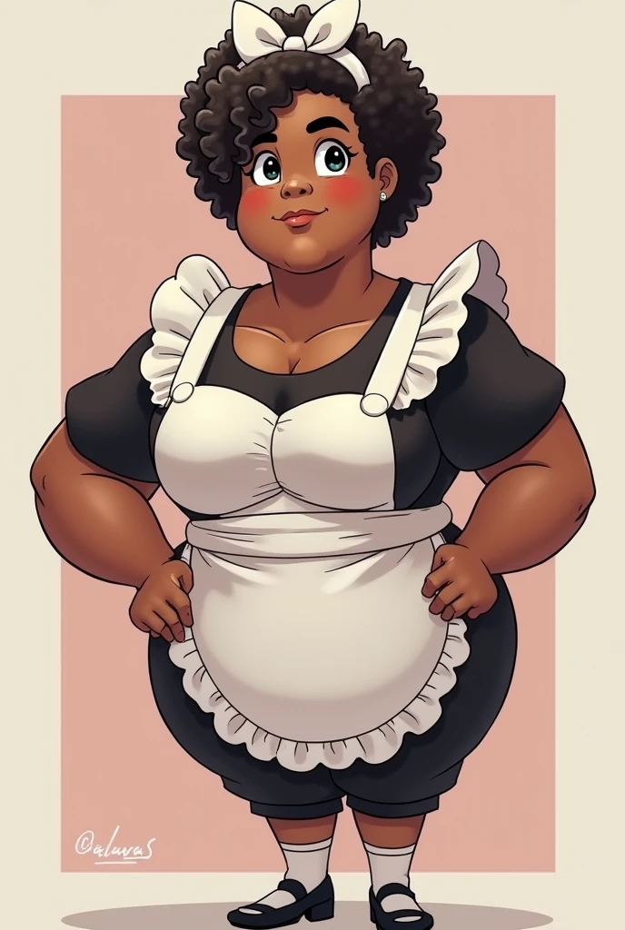 (melhor qualidade, obra-prima), (Retrato 8K), (Corpo BBW), 1Meninas, (tanned skin), (cabelo curto,preto), (franigtails), (maid), (olhar sedutor), ( eyeglass), rechonchuda, emphasis on the thighs, Pose sexy, middlebreasts