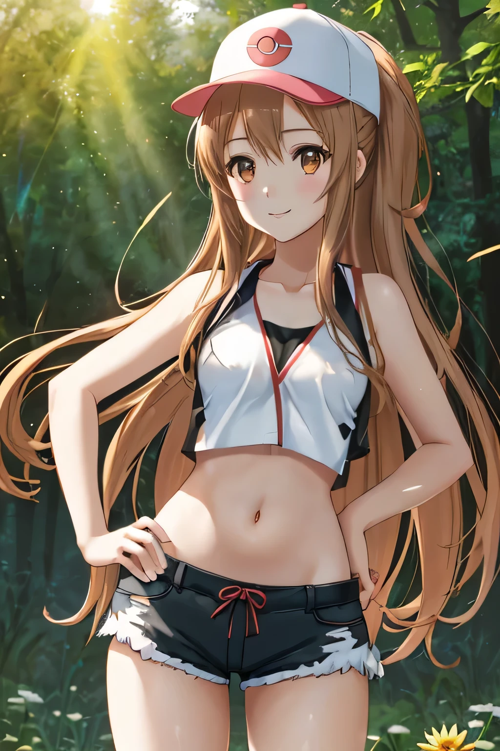 leg spread open ,natural hanging big sagging , on bed closeup on cameltoe vag , peeing pee cum 1girl in, Yuuki Asuna, Brown hair, Brown eyes, medium breasts, Long hair, braid , black tank top , tight t shirt ,braid ,no gloss matt black shorts cute cameltoe Ultra High Quality looking very shy , touching own squeezing peeing pee cameltoe big big blog in pants , best_quality:1.0), ultra high res,4K,ultra-detailed, photography, 8K, HDR, highres, absurdres:1.2, Kodak portra 400, closeup on cameltoe