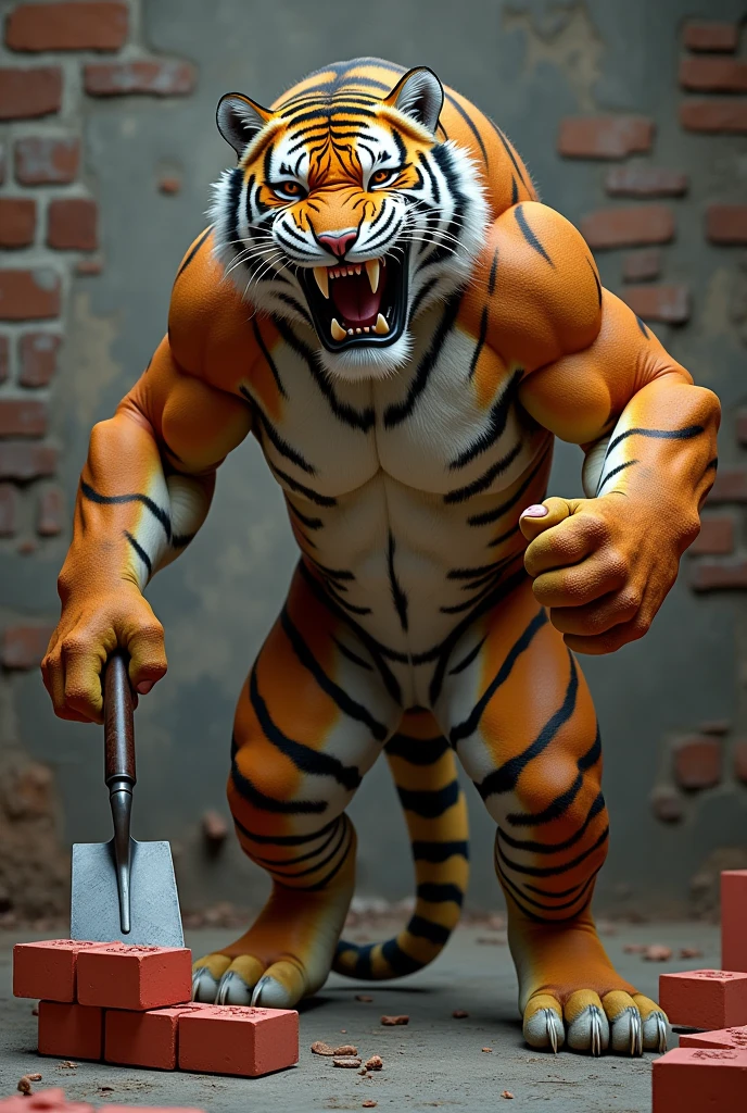 Golden male tiger、Abnormally large penis、Abnormally large male genitalia、Abnormally large scrotum、Huge hairy testicles、Lots of pubic hair、Lots of armpit hair、Lots of chest hair、Large amounts of body hair、Abnormally large amount of belly hair、A large amount of white slime scattered on the ground、A large amount of coming out of the male organ、A lot of semen spilled on the ground、One leg raised pose、One-legged standing pose、Barking tiger、Sparkling fur、Sideways body、Face facing up、Tiger's Tail、paw pads on soles of feet、Big fangs、Very small head、Composition looking up from below、Sharp toenails、Copper colored eyes、Very angry face、Abnormally obese abdomen、Abnormally large amounts of fat in the lower abdomen、Slum background、Garbage background