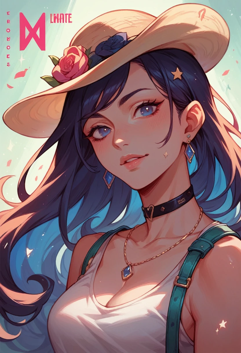 best quality, masterpiece, highres, solo, {mona_genshin}, long_hair, twintails, bangs, black_hair, blush, green_eyes, hat, jewelry, witch_hat, earrings, medium_breasts, 1girl, choker, looking_at_viewer, black_choker, closed_mouth, purple_headwear, star_earrings, hair_between_eyes, simple_background, fur_trim, portrait, white_background, upper_body, fur_collar, purple_hair