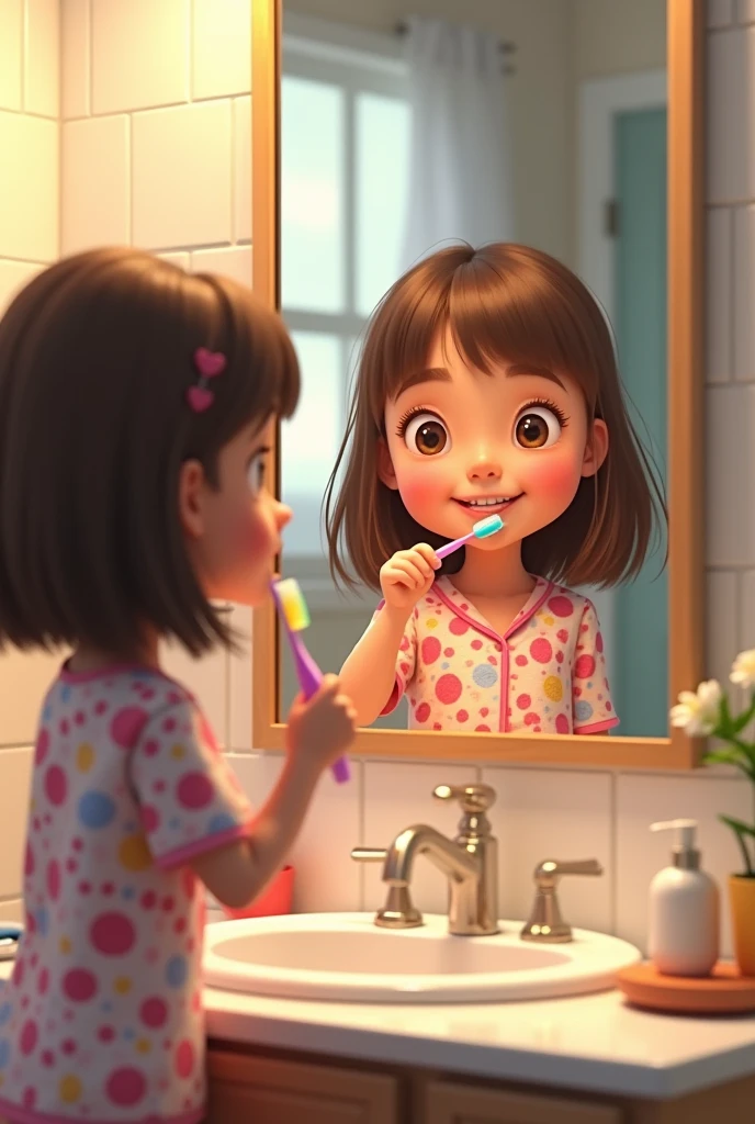 Children in the bathroom,open mouth, smile, smile, smile,