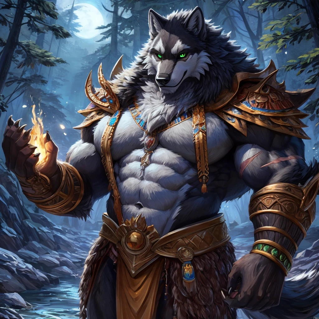 ultra-detailed, masterpiece, masterwork, high quality, best quality, hdr, japanese style, (night, bathing in waterfall), nsfw, male, solo, deer, (nude,), (white little body werewolf), chibi, (long hair), yellow eyes, standing, dynamic angle, wet body, (foreskin, perfect balls)