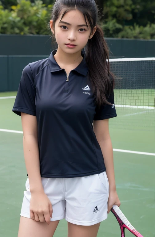 (8K、Raw photography、highest quality、masterpiece:1.2),(black haired、very short hair:1.9),show viewer,Looking at the front,erotic,白いskin,(wearing a red table tennis uniform:1.5)、(Clothing that emphasizes the shape of your chest、publish one'skin:1.5)、(big :1.5)、slim body shape、ultra high resolution,beautiful,beautiful fece,(alone, alone、no background:1.9),whole bodyボディー,japanese woman,(Photoreal:1.37)、photon mapping,reality、(Cute with a baby face: 1.0)、(cute smile: 1.7)、(With a round face: 1.8)、radio city、Physically based rendering、depth of field rally background、photograph, (I can see your knees,close up of thighs、plaid skirt too short、Show white panties:1.4),whole body、super fine
