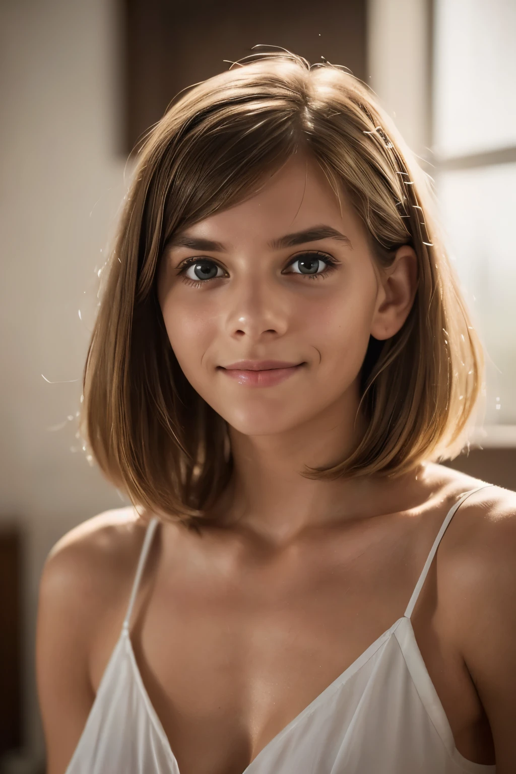 1girl, looking (((interested!!, Amused!!)). (((looking at camera, looking at camera, looking at the fucking camera)))). Masterpiece, photorealistic, raw photography, top quality, best quality, upper body, toned, attractive, Agnes Aurora Aksnes. Indoors, soft illumination, realistic, realistic skin.