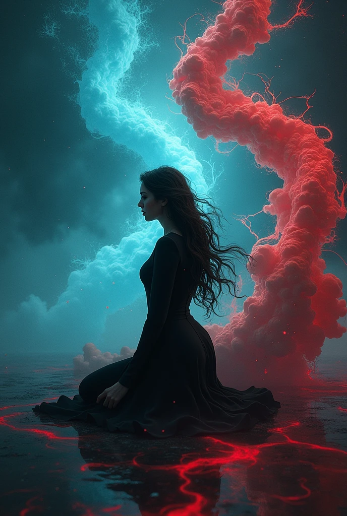 Colorful Abstract Art of Ink Forming a People, Lighting, Sub-Surface Scatterring, Glow, Award-winning Ink Art by Alberto Seveso, japanese anime, realistic, surreal, japanese goddess, neon colors, 