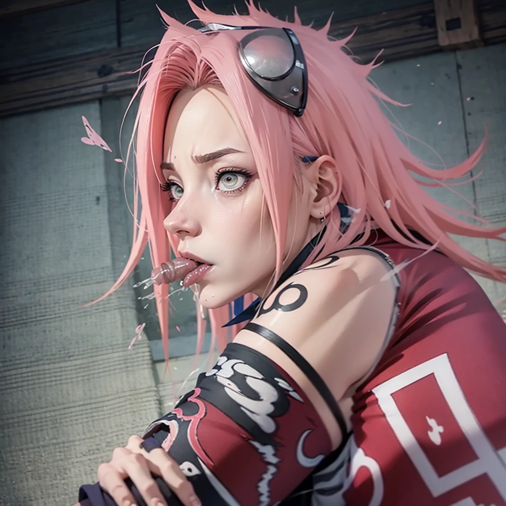 Sakura haruno, twelve years old girl, pink hair, green eye, beautifull, high detail,,masterpiece) , deepthroat, big penis with ven, detailed penis, blowjob, clear penis, clear lines, normal big penis, saliva, a lot saliva, kneel , attention on the face, on the knees, hot, good body