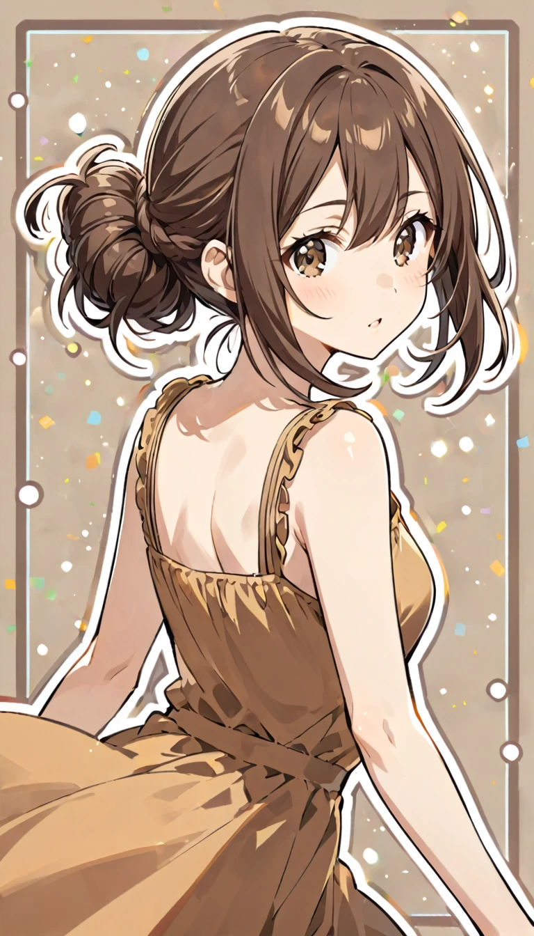 (appearance:Brown Hair＿Shoulder-length hair＿Low bun hair、Hair with movement＿Light brown eyes＿Thin outline＿Women&#39;s Suits＿Normal chest＿A kind-looking woman)she、entranceでお辞儀をしている、（background：Home＿entrance）