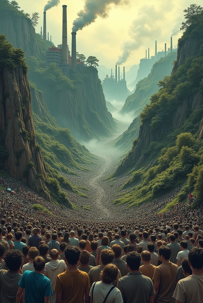 Population growth drawing, consumption of natural resources , easy environmental pollution