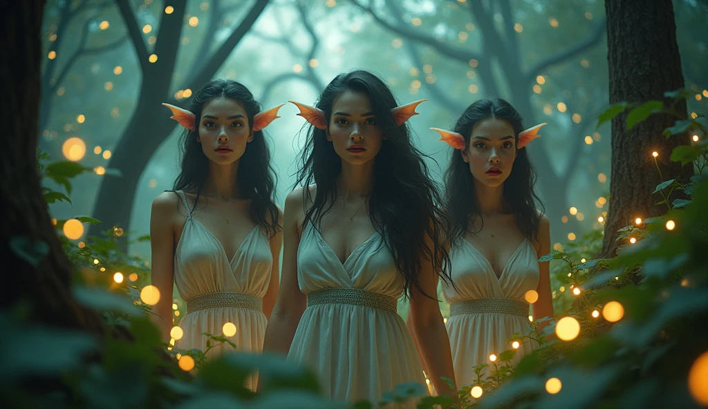 Create the image of three vampire fairies that turn into panthers