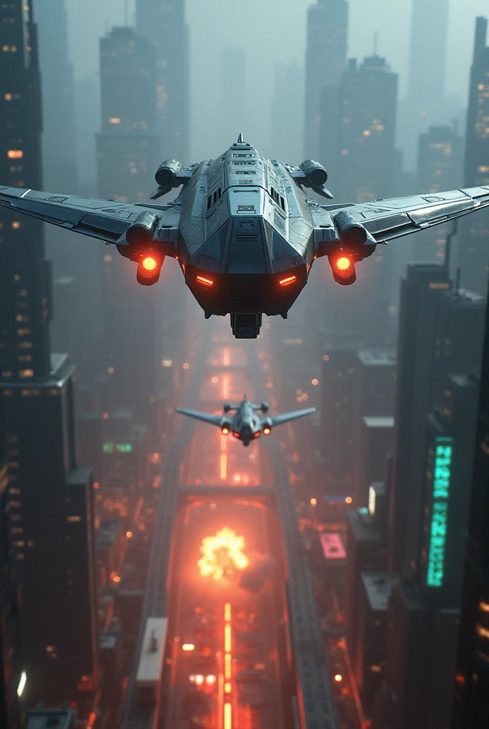 there are many helicopters flying over a city at night, vfx shot, in roger deakins style, sci-fi cinematic movie still, vfx powers at night in the city, 4 k resolution blade runner, cinematic scifi shot, blade runner 2049 lighting color, stunning vfx, still from a ridley scott movie