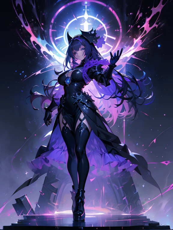 Beautiful anime-style beauty with long hair, (((Purple-blue hair)))Long Hair,(((Highest quality)))Transparent Hair,Face of Sadness,(((blue eyes)))A beautiful woman filled with sorrow,(((Perfect figure)))Big Breasts,(((Black and grey radical dress))),(((Radical Clergy)))Chaotic clothes,Rosary(((beautiful)))Pale skin,(((Glossy feel)))Full Body Shot,Crow,(((background)))dead tree,Fog,Red Moon,Mysterious flower,Graveyard of Darkness。