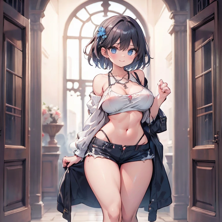 (dynamic angle), (ultra-detailed), ((extremely detailed)), 1lady, ((beautiful blue eyes)), beautiful black short hair, glasses, bunnygirl, stockings, clothes on the verge of falling off, bar, lift up one's skirt, (White bra), ((White panties, cameltoe)), buttocks, large breast, sweaty, wet body, dripping wet clothes, slim, slender, ashamed, blush, shiny-glistening, gleaming, ((masterpiece)), ((best quality)), 4K, (8K)