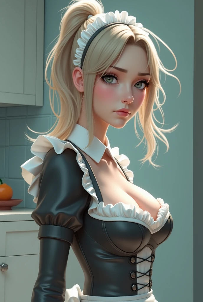 femme, adulte, Seulement, maigre, longs cheveux COLORED, les yeux COLORED, haut ???? de femme MAID DENTELLE, pose sexy, (chef-d'artwork), (high quality), (best quality), (detailed), HD, Perfect lighting, detailed face, detailed body, maid LINGERIE,