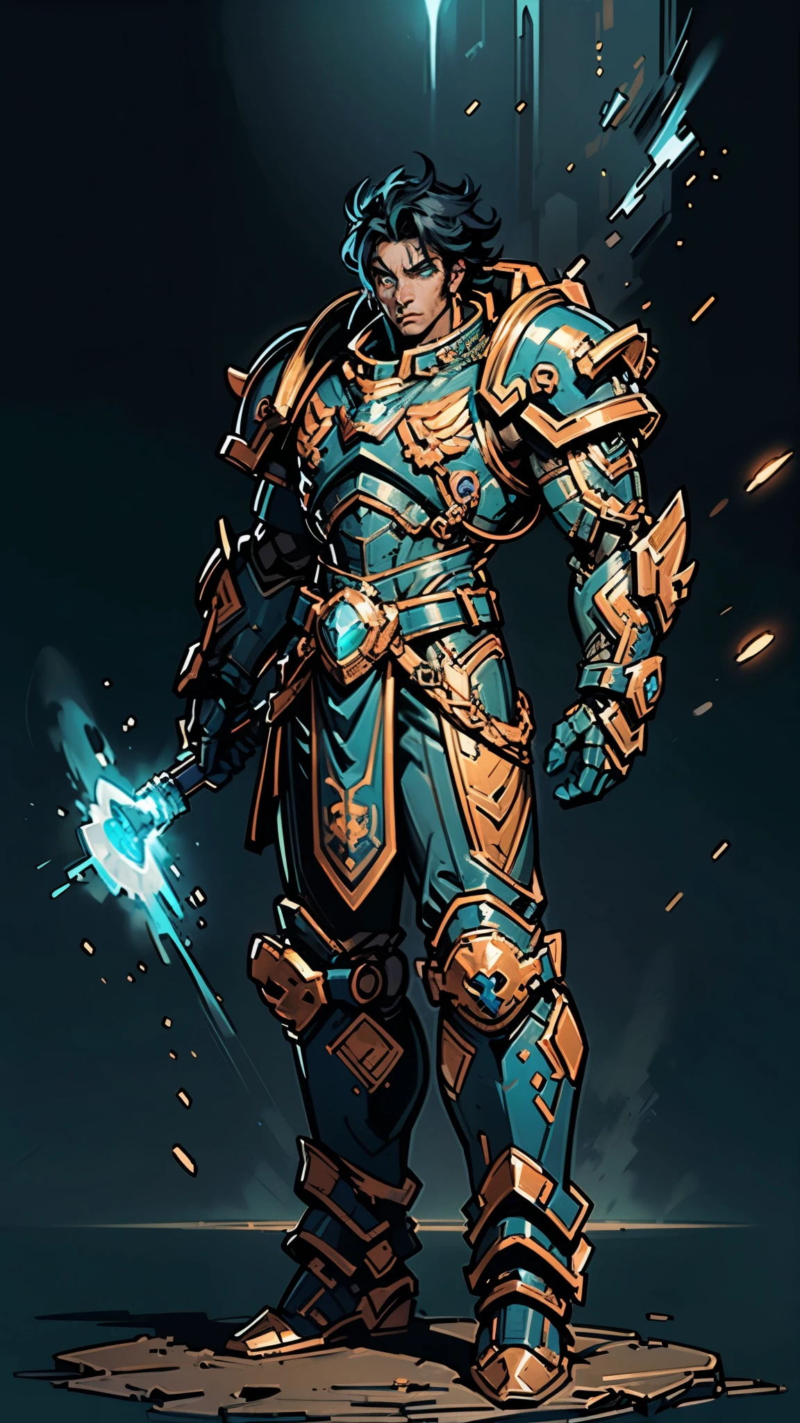 (masterpiece:1.5, best quality:1.5, extremely delicate:1.5), ((male:1.5)), a man wearing a full-face helmet, a biotech armored combat suit, green eyes, (a composite layered chest armor), fully enclosed shoulder guards, matching arm and leg guards, a belt of gemstone, (the color scheme is primarily Blue with White and Red accents), the design balances heavy with agility, a high-tech bio-mecha armor, (Armor Concept Inspired by Space Marines, stand of a futuristic sci-fi city), this character embodies a finely crafted Space Marines in anime style, exquisite and mature manga art style, (element, plasma, energy, the armor glows), metallic, high definition, highres, ultra-detailed, ultra-fine painting, professional, perfect body proportions, golden ratio, anatomically correct, symmetrical face, extremely detailed eyes and face, high quality eyes, creativity, RAW photo, UHD, 32k, Natural light, cinematic lighting, masterpiece-anatomy-perfect