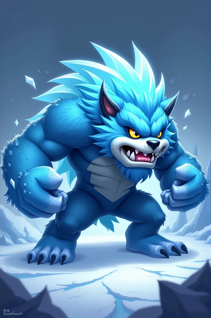 Cartoon wolverine as a wolf holding a blue diamond