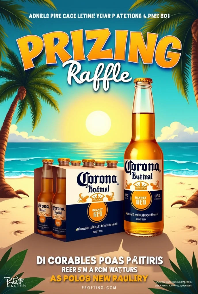 Create real 3D image Corona beer on a beach background and in a car